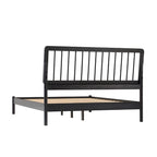 Cadre de lit queen avec tête de lit à barreaux en bois massif – Caramel / Pin naturel / Noir