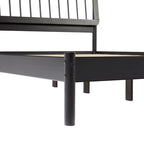Cadre de lit queen avec tête de lit à barreaux en bois massif – Caramel / Pin naturel / Noir