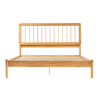 Cadre de lit queen avec tête de lit à barreaux en bois massif – Caramel / Pin naturel / Noir