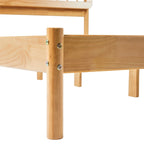 Cadre de lit queen avec tête de lit à barreaux en bois massif – Caramel / Pin naturel / Noir