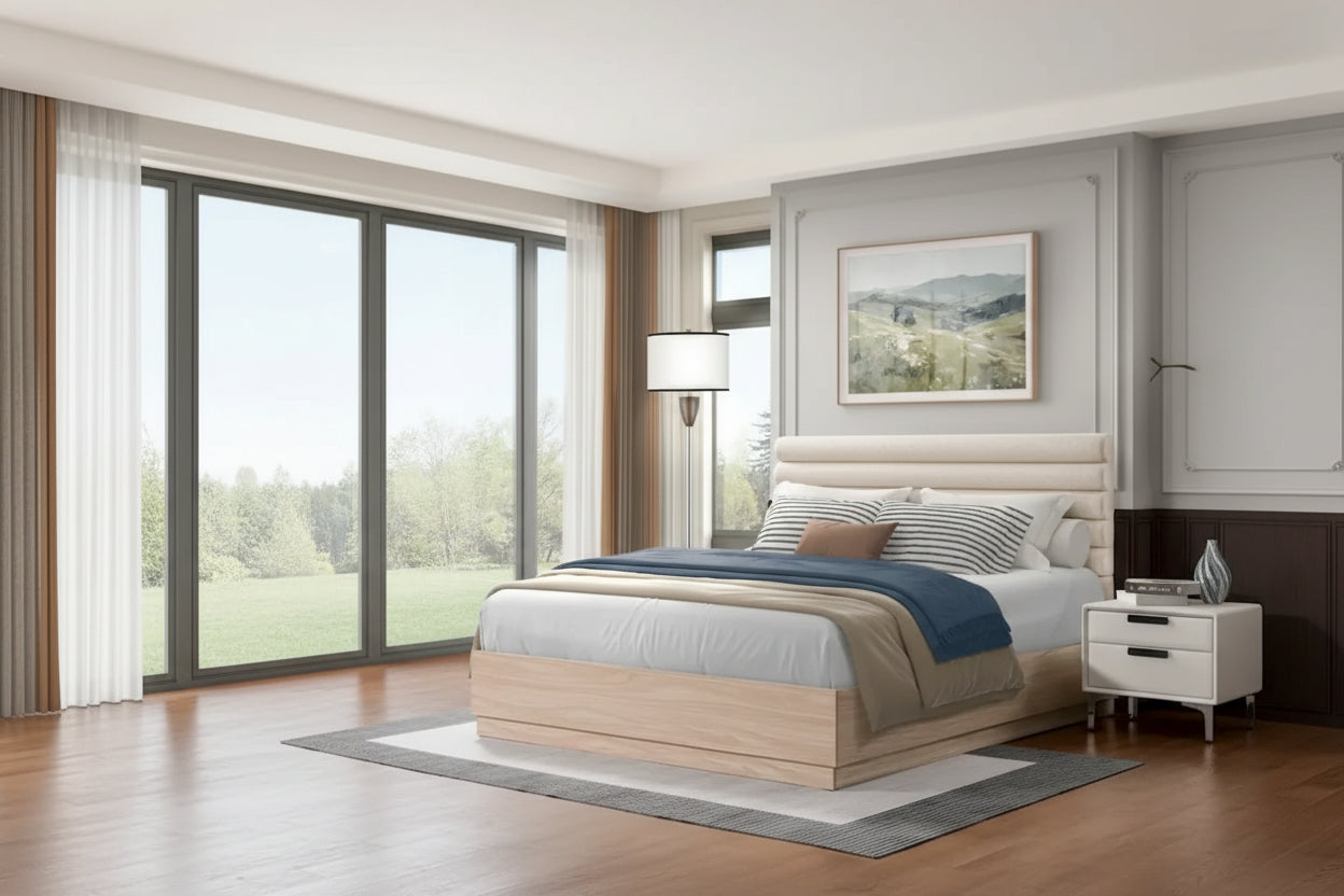 Christopher Knight Home Queen Platform Bed Frame with Upholstered Headboard