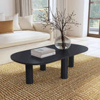 Table basse ovale en bois de manguier massif avec pieds chevillés – Noir/Marron