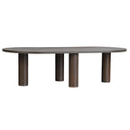 Table basse ovale en bois de manguier massif avec pieds chevillés – Noir/Marron