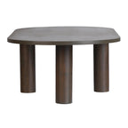 Table basse ovale en bois de manguier massif avec pieds chevillés – Noir/Marron