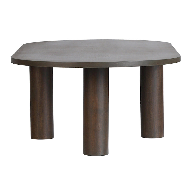 Table basse ovale en bois de manguier massif avec pieds chevillés – Noir/Marron