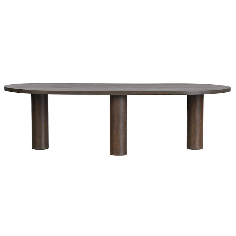 Table basse ovale en bois de manguier massif avec pieds chevillés – Noir/Marron