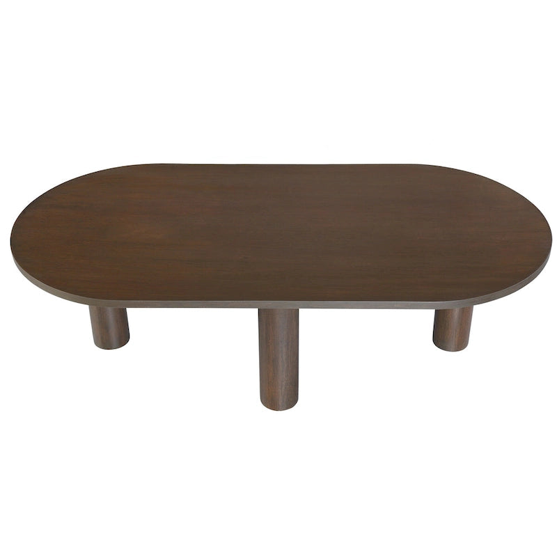 Table basse ovale en bois de manguier massif avec pieds chevillés – Noir/Marron