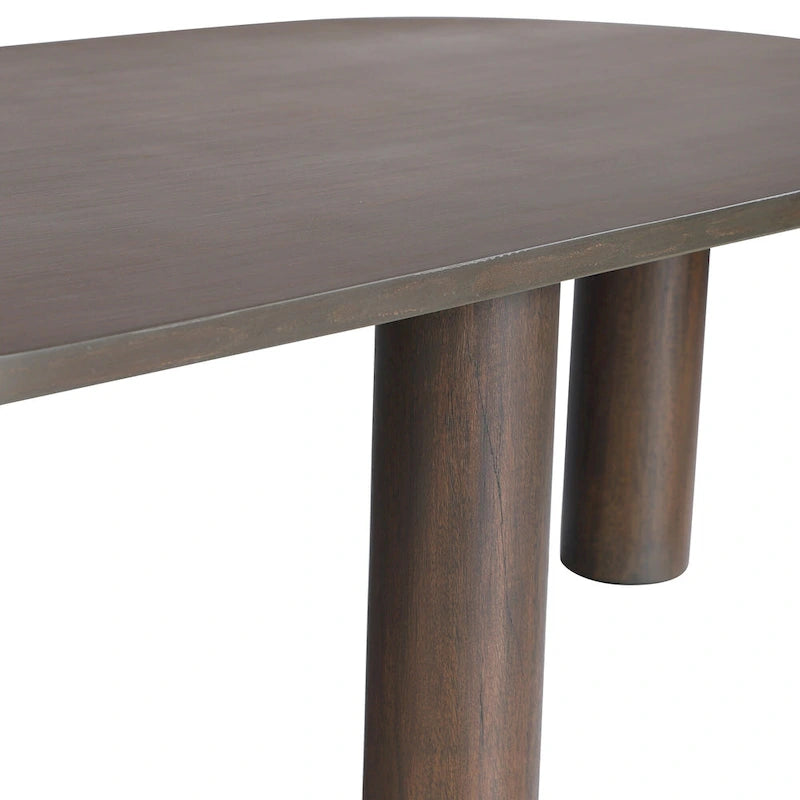 Table basse ovale en bois de manguier massif avec pieds chevillés – Noir/Marron
