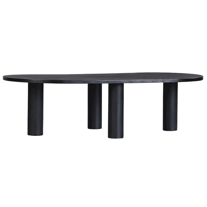 Table basse ovale en bois de manguier massif avec pieds chevillés – Noir/Marron