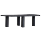 Table basse ovale en bois de manguier massif avec pieds chevillés – Noir/Marron