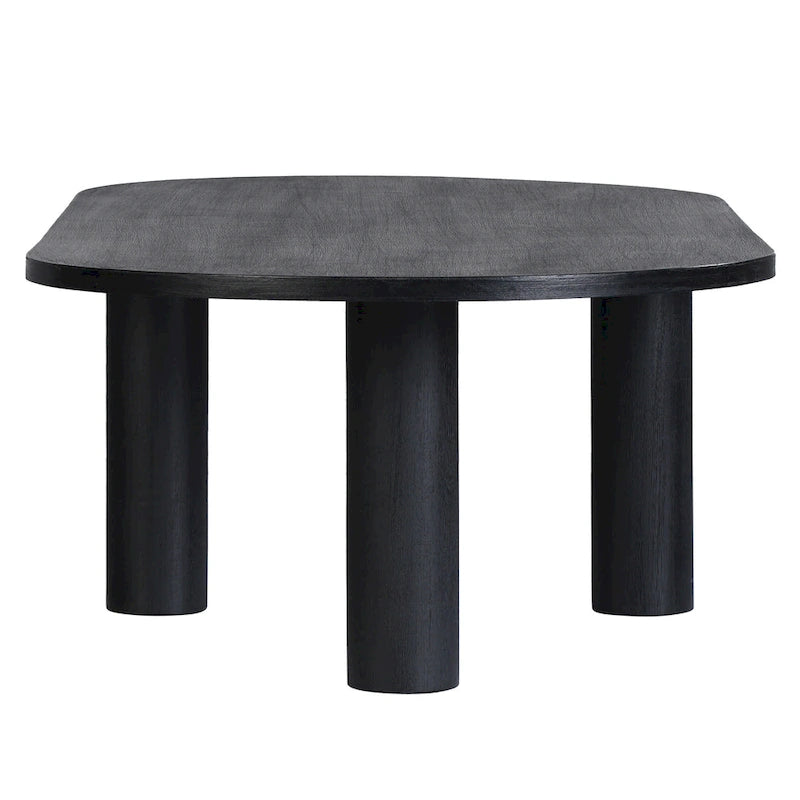 Table basse ovale en bois de manguier massif avec pieds chevillés – Noir/Marron