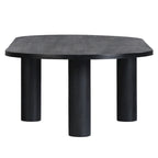 Table basse ovale en bois de manguier massif avec pieds chevillés – Noir/Marron