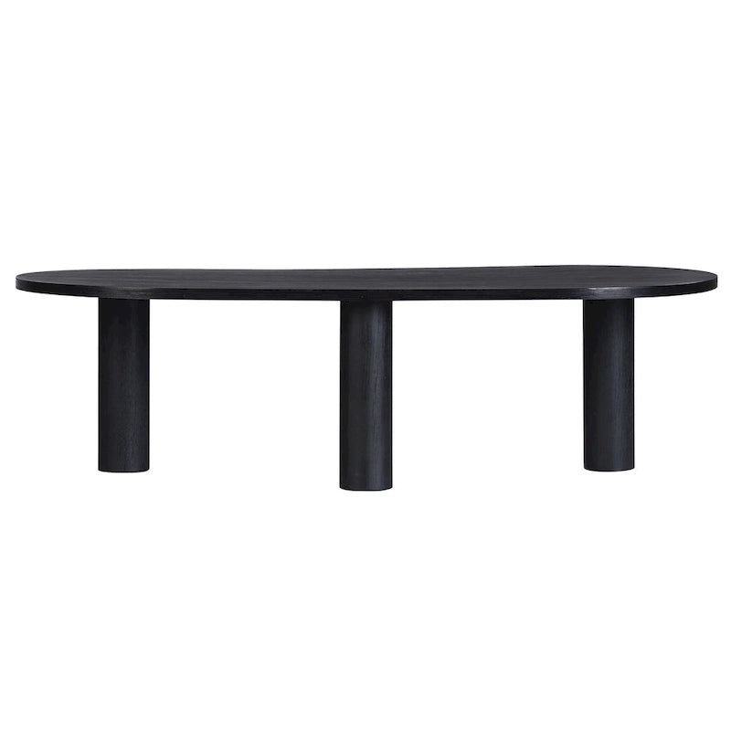 Table basse ovale en bois de manguier massif avec pieds chevillés – Noir/Marron