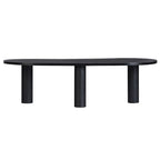 Table basse ovale en bois de manguier massif avec pieds chevillés – Noir/Marron