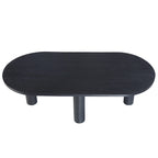 Table basse ovale en bois de manguier massif avec pieds chevillés – Noir/Marron