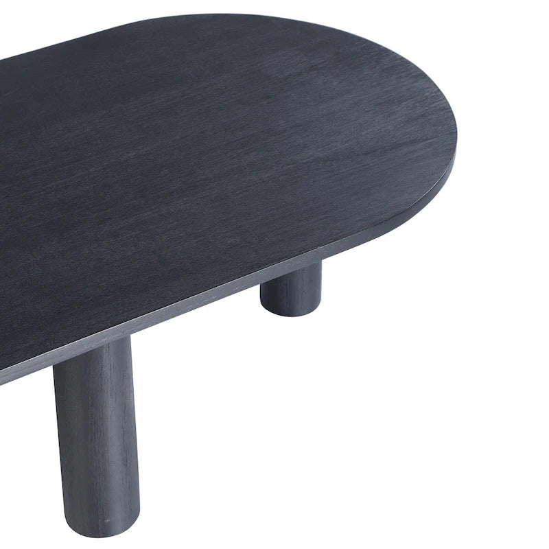 Table basse ovale en bois de manguier massif avec pieds chevillés – Noir/Marron
