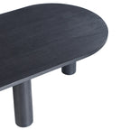 Table basse ovale en bois de manguier massif avec pieds chevillés – Noir/Marron