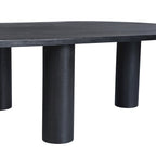 Table basse ovale en bois de manguier massif avec pieds chevillés – Noir/Marron