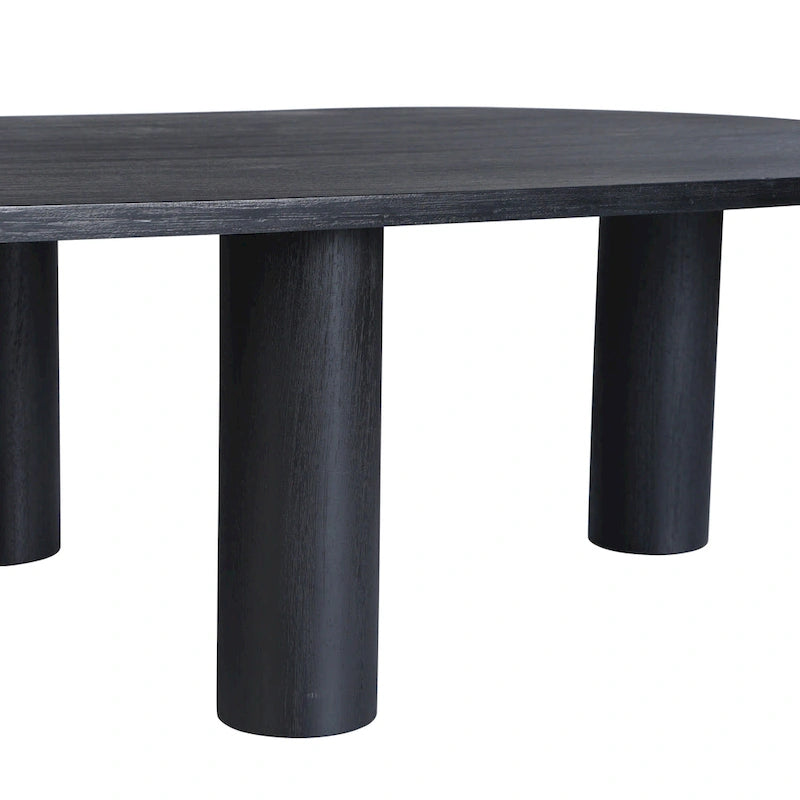 Table basse ovale en bois de manguier massif avec pieds chevillés – Noir/Marron
