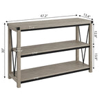 Farmhouse Narrow Console Table with 3-Tier Storage – Brown / Grey