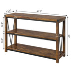 Farmhouse Narrow Console Table with 3-Tier Storage – Brown / Grey