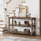Farmhouse Narrow Console Table with 3-Tier Storage – Brown / Grey