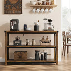 Farmhouse Narrow Console Table with 3-Tier Storage – Brown / Grey
