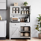 Kitchen Pantry Cabinet with Microwave Stand