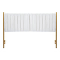 Tête de lit King size en velours capitonné avec motifs verticaux et cadre en métal doré – Crème / Noir / Gris / Vert Sauge