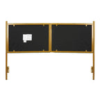 Tête de lit King size en velours capitonné avec motifs verticaux et cadre en métal doré – Crème / Noir / Gris / Vert Sauge