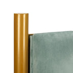 Tête de lit King size en velours capitonné avec motifs verticaux et cadre en métal doré – Crème / Noir / Gris / Vert Sauge