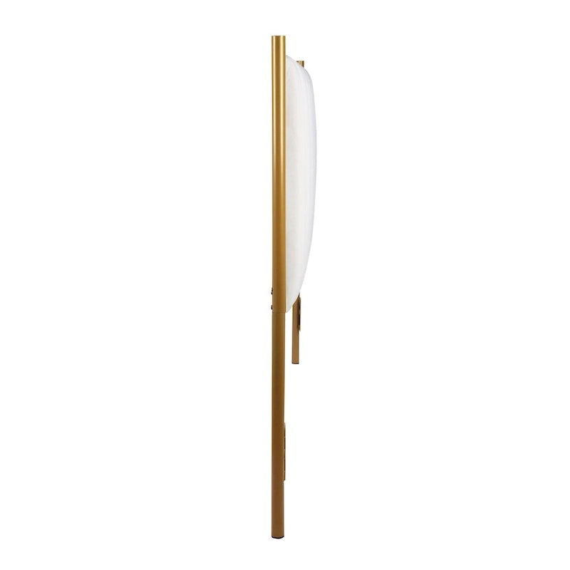Tête de lit King size en velours capitonné avec motifs verticaux et cadre en métal doré – Crème / Noir / Gris / Vert Sauge