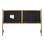 Tête de lit King size en velours capitonné avec motifs verticaux et cadre en métal doré – Crème / Noir / Gris / Vert Sauge