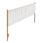 Tête de lit King size en velours capitonné avec motifs verticaux et cadre en métal doré – Crème / Noir / Gris / Vert Sauge
