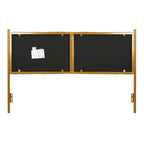 Tête de lit King size en velours capitonné avec motifs verticaux et cadre en métal doré – Crème / Noir / Gris / Vert Sauge