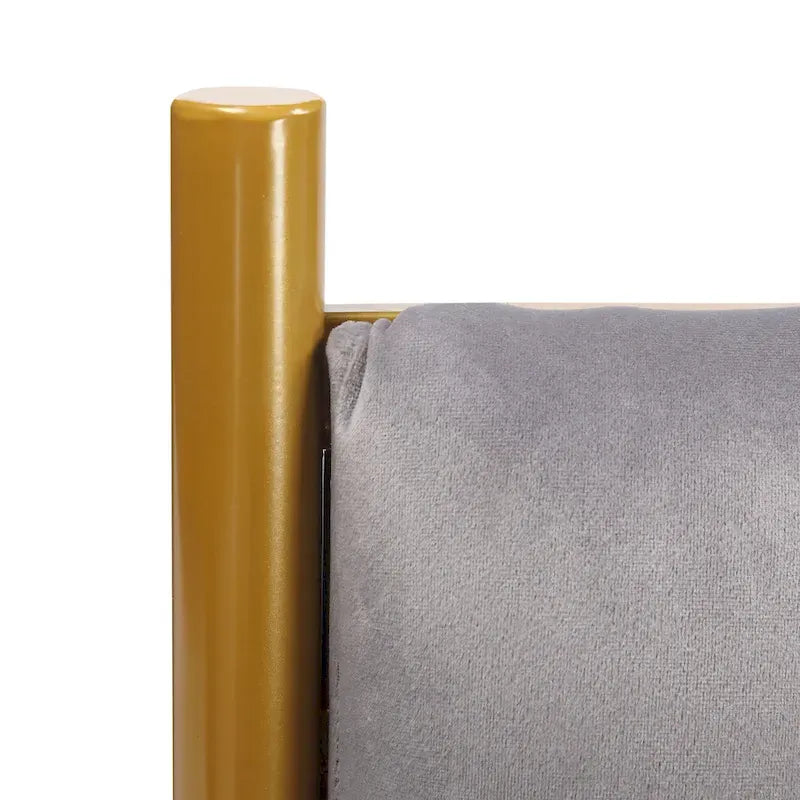 Tête de lit King size en velours capitonné avec motifs verticaux et cadre en métal doré – Crème / Noir / Gris / Vert Sauge