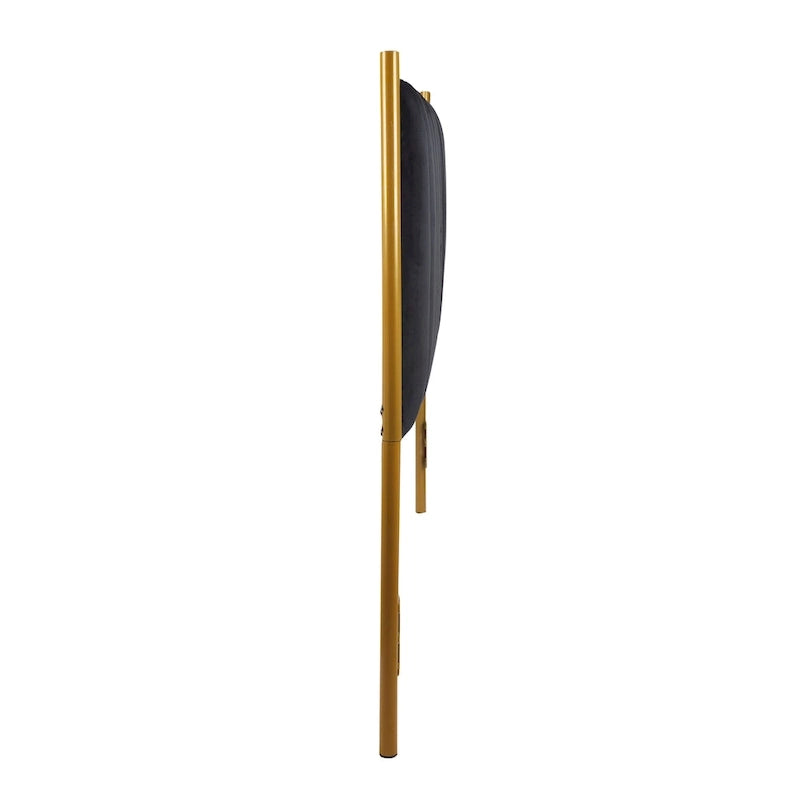 Tête de lit King size en velours capitonné avec motifs verticaux et cadre en métal doré – Crème / Noir / Gris / Vert Sauge