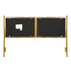 Tête de lit King size en velours capitonné avec motifs verticaux et cadre en métal doré – Crème / Noir / Gris / Vert Sauge