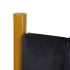 Tête de lit King size en velours capitonné avec motifs verticaux et cadre en métal doré – Crème / Noir / Gris / Vert Sauge