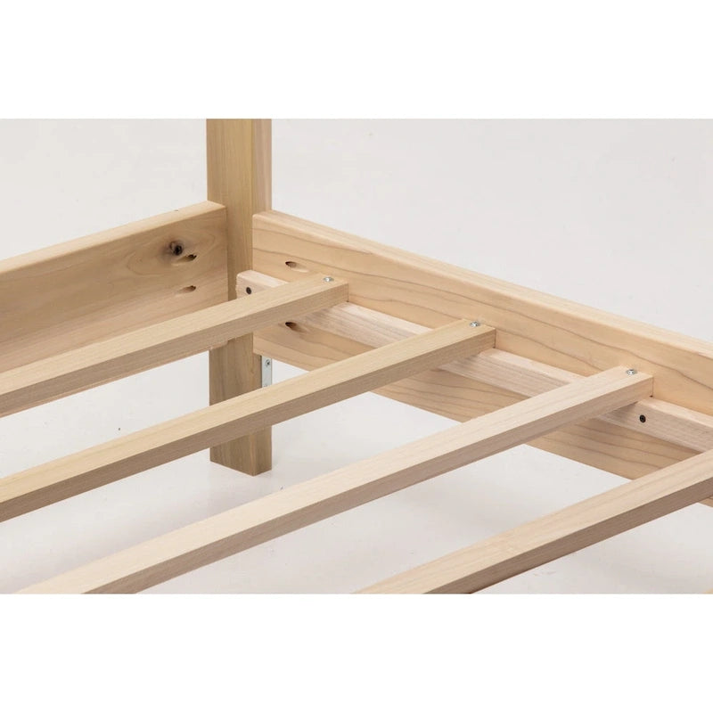 Lit simple à baldaquin avec plateforme surélevée – Naturel – 1 personne