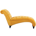 Méridienne sans accoudoirs à capitons avec pieds en bois – Bleu / Noir / Marron / Marron foncé / Jaune / Orange / Blanc – 1 place