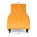 Méridienne sans accoudoirs à capitons avec pieds en bois – Bleu / Noir / Marron / Marron foncé / Jaune / Orange / Blanc – 1 place