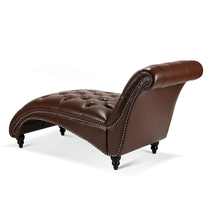 Méridienne sans accoudoirs à capitons avec pieds en bois – Bleu / Noir / Marron / Marron foncé / Jaune / Orange / Blanc – 1 place