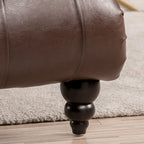 Méridienne sans accoudoirs à capitons avec pieds en bois – Bleu / Noir / Marron / Marron foncé / Jaune / Orange / Blanc – 1 place