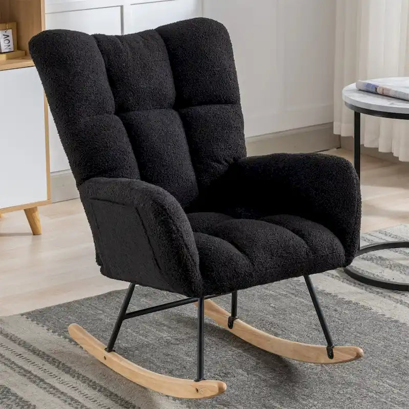 Fauteuil à bascule planeur rembourré en velours avec dossier haut – Plusieurs couleurs – 1 place