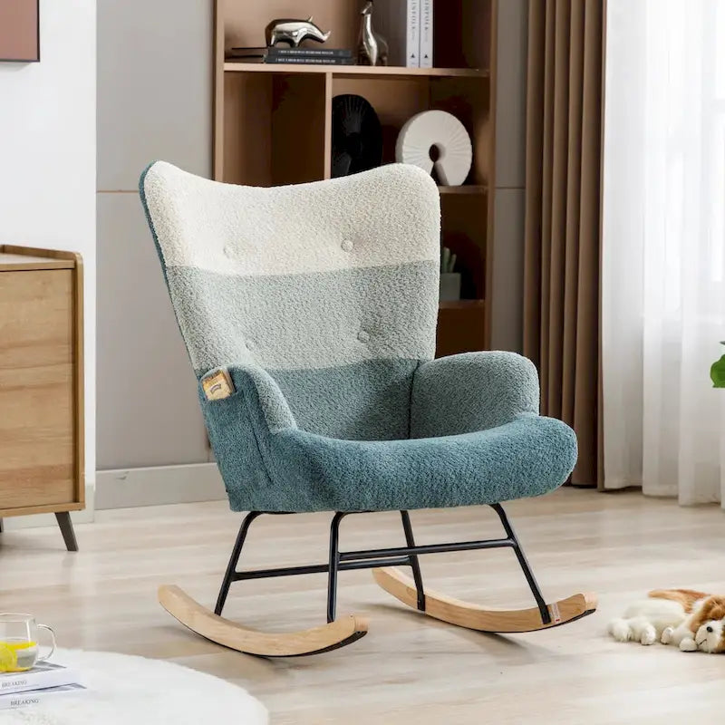 Fauteuil à bascule planeur rembourré en velours avec dossier haut – Plusieurs couleurs – 1 place
