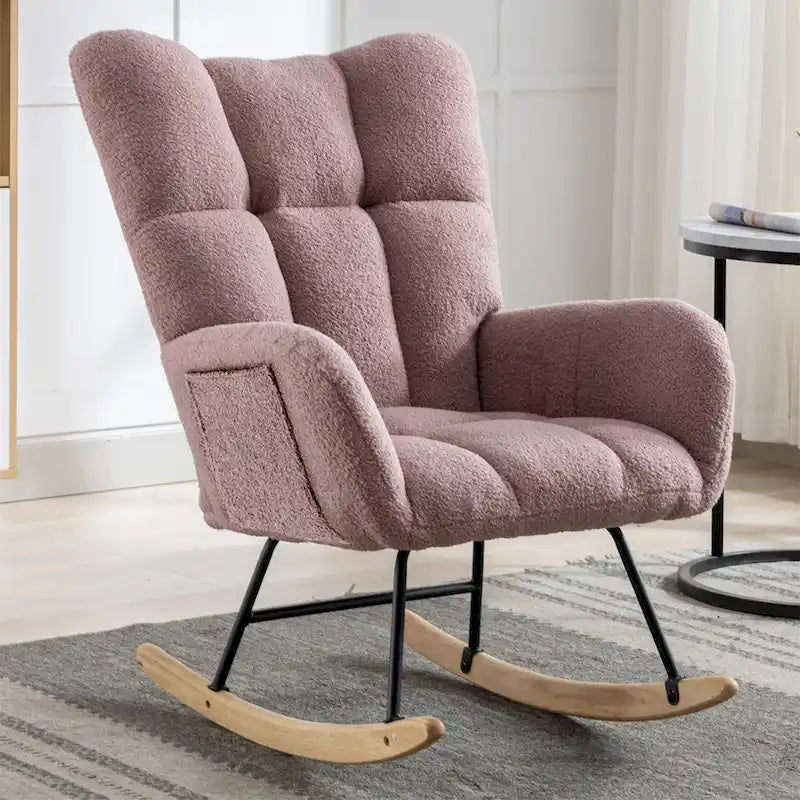 Fauteuil à bascule planeur rembourré en velours avec dossier haut – Plusieurs couleurs – 1 place