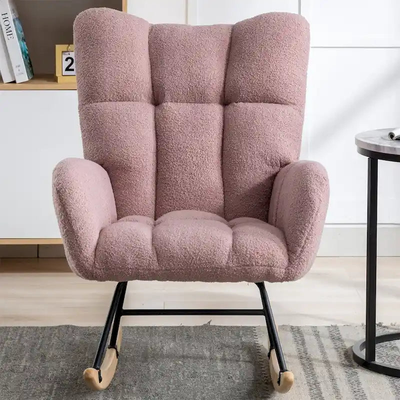 Fauteuil à bascule planeur rembourré en velours avec dossier haut – Plusieurs couleurs – 1 place