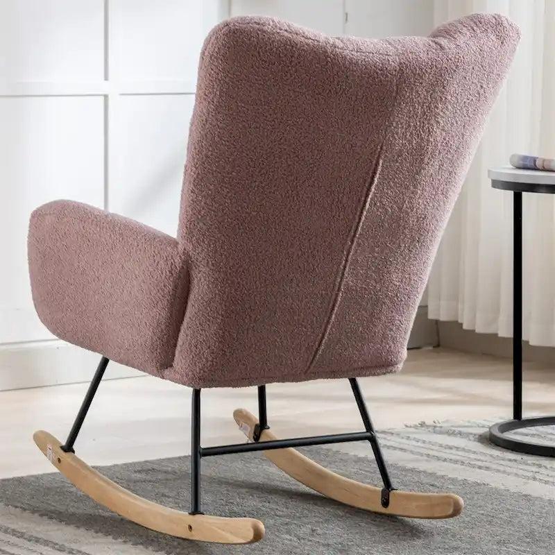Fauteuil à bascule planeur rembourré en velours avec dossier haut – Plusieurs couleurs – 1 place
