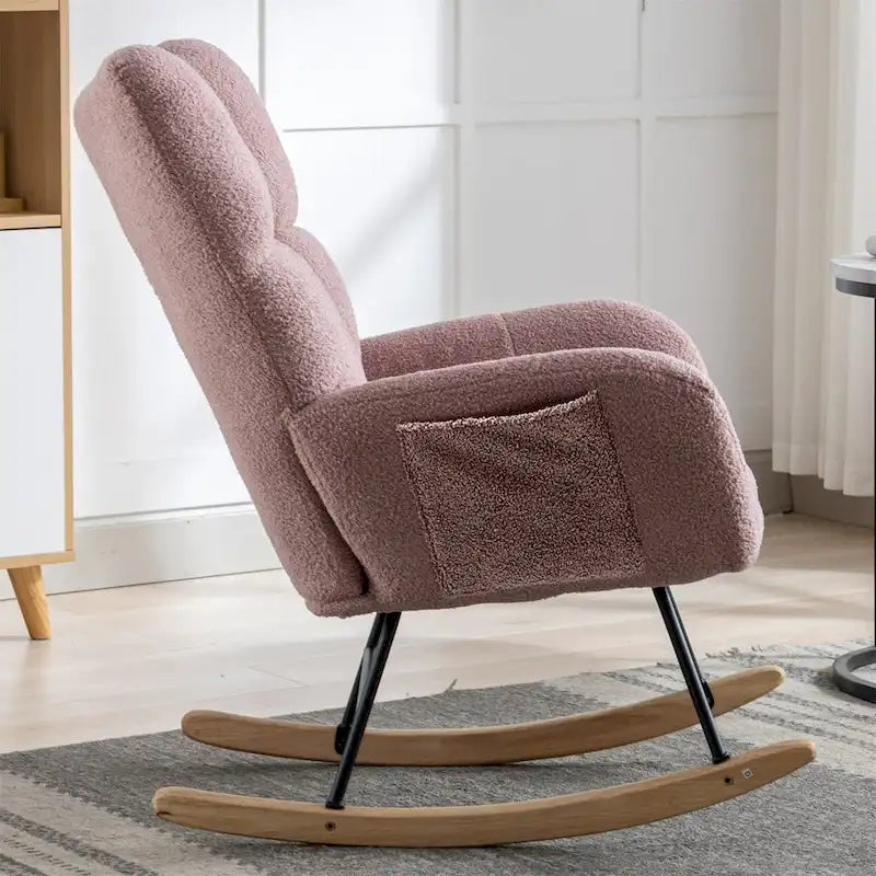 Fauteuil à bascule planeur rembourré en velours avec dossier haut – Plusieurs couleurs – 1 place
